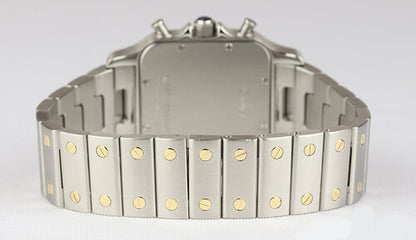 Cartier Santos Galbee Chronograph 29mm Chronoflex Steel and Gold Quartz Watch, bracelet strap with hidden clasp