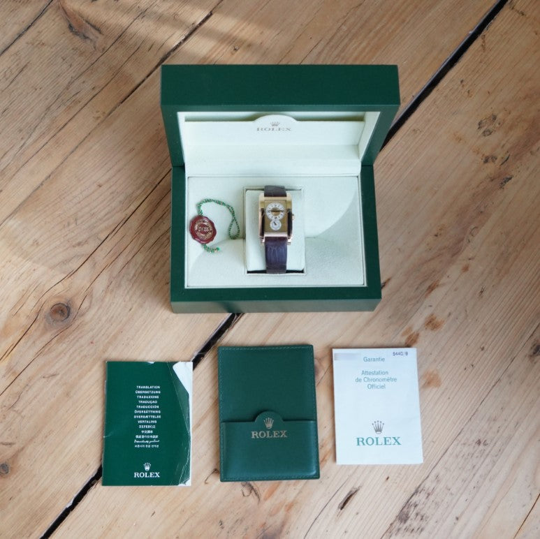 Vintage Rolex Cellini Prince 5440 Gold Watch with Champagne Dial and Exhibition case back, Comes with Rolex watch box, manual and original Rolex Guarantee