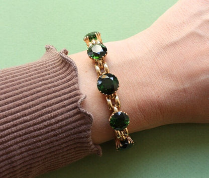 Vintage Green Tourmaline and Rose Gold Link Bracelet, 24.00cts, Circa 1950
