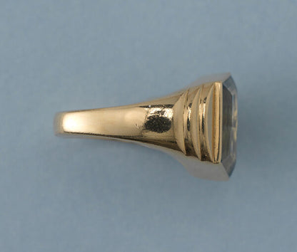 Contemporary 3.20ct Aquamarine and 18ct Gold Asymmetrical Signet Ring