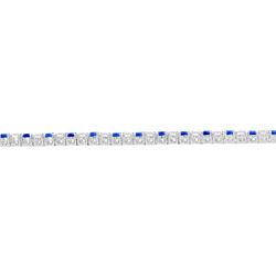 Sapphire and Diamond Line Tennis Bracelet, alternating 1.54cts blue sapphires and 1.39cts sparkling diamonds claw set in 18ct white gold