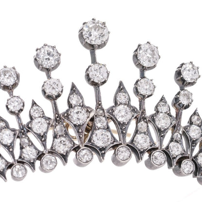 Victorian Antique 4.56ct Old Cut Diamond Tiara Brooch