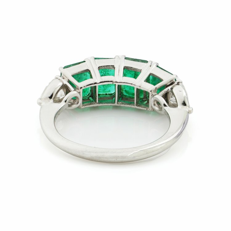 Vintage Chantecler 1.38ct Emerald and Pear Cut Diamond Ring