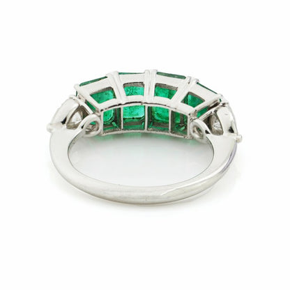 Vintage Chantecler 1.38ct Emerald and Pear Cut Diamond Ring