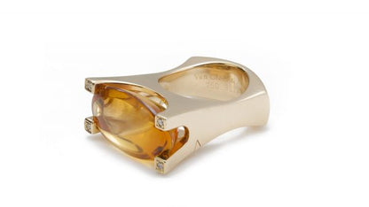Vintage Van Cleef and Arpels Citrine, Diamond and 18ct Yellow Gold Ring