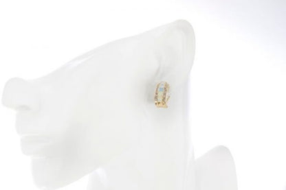 Vintage Opal and Diamond Half Hoop Earrings; 2.42cts graduated square-cut natural opals surrounded by 0.24cts round brilliant-cut diamonds, in 18ct yellow gold, Circa 1970s