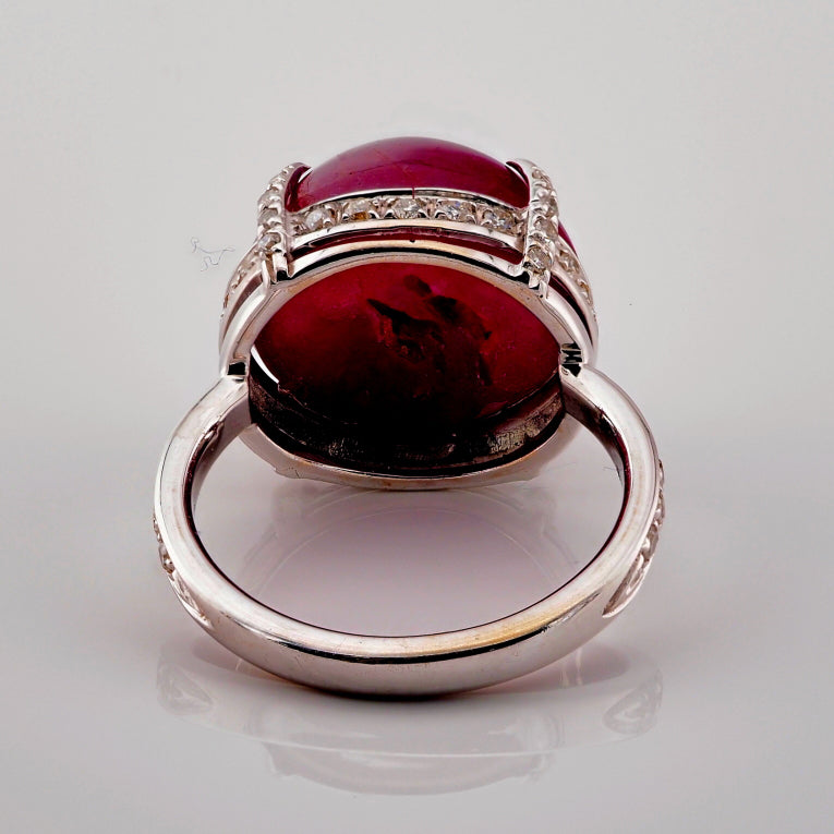 Natural No Heat 19ct Burma Star Ruby Solitaire Cocktail Ring with Diamonds