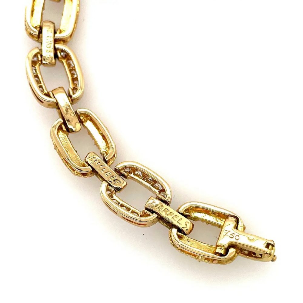 Vintage 1940s Van Cleef Arpels Diamond and Textured Gold Link Bracelet