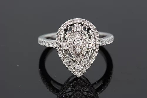 Pear Shaped Diamond Cluster Dress Ring, 0.41 carats