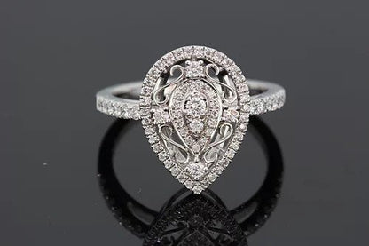 Pear Shaped Diamond Cluster Dress Ring, 0.41 carats