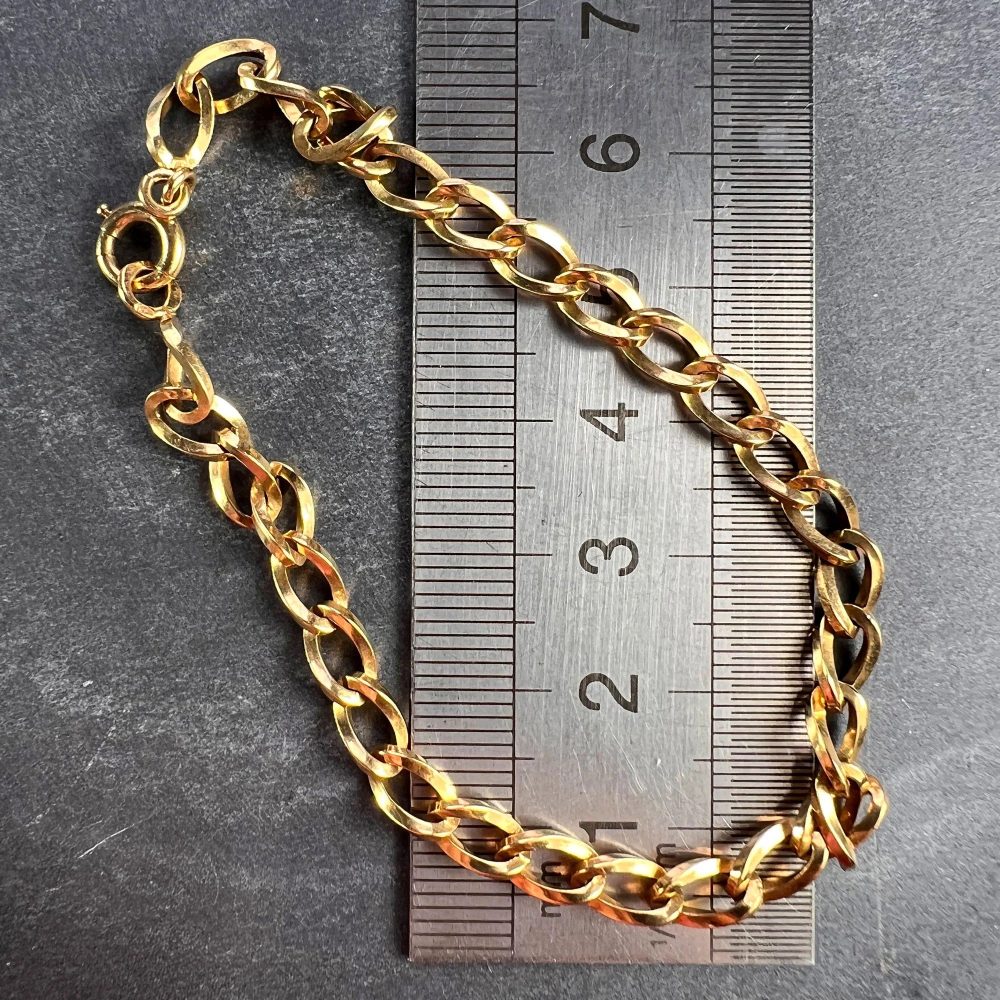 French 18ct Yellow Gold Twisted Curb Link Bracelet