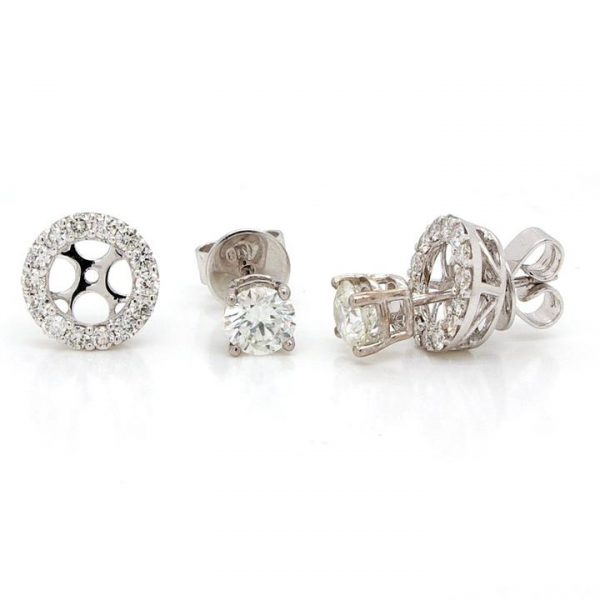 Diamond Stud Earrings with Removeable Halo Surrounds, GIA Certified