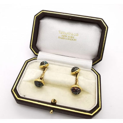 Antique Tiffany and Co Boulder Opal and Gold Cufflinks, Circa 1910, Signed