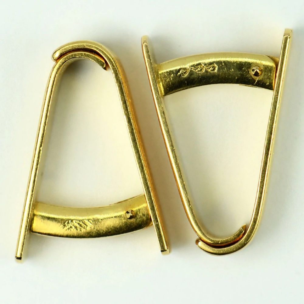 French 18ct Yellow Gold Ridged Stirrup Cufflinks