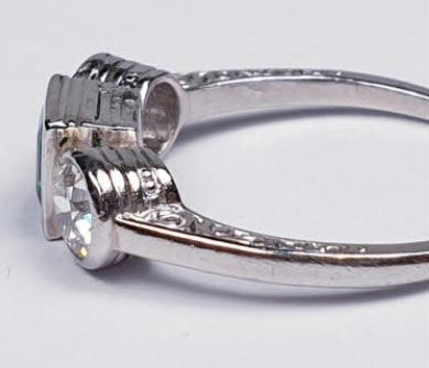 0.50ct Princess Cut Colombian Emerald and Diamond Three Stone Ring in Platinum