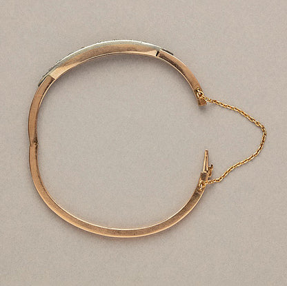 Antique Victorian 15ct Gold Bangle Bracelet with Old Cut Diamonds, 3 carat total