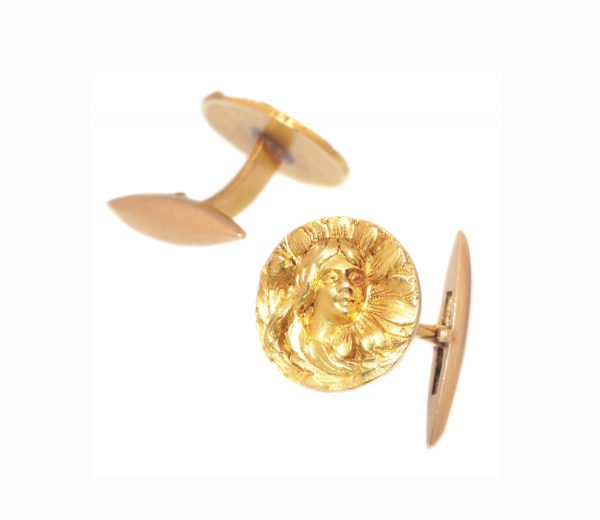 Art Nouveau 18ct Yellow Gold Cufflinks
