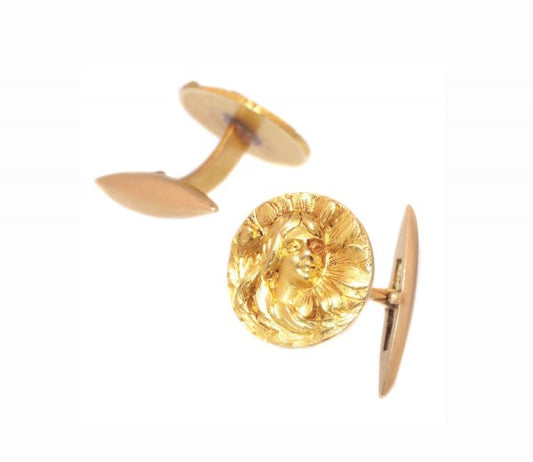 Art Nouveau 18ct Yellow Gold Cufflinks