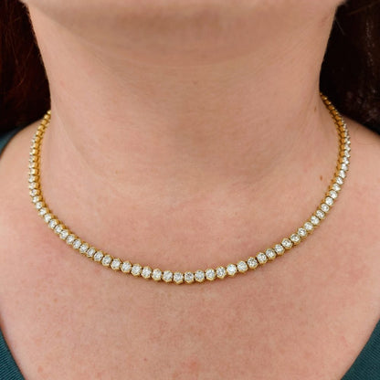 14.20ct Diamond Line Tennis Necklace, Yellow gold