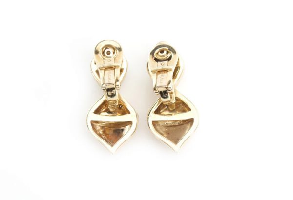 Vintage Bvlgari 18ct Yellow Gold and Diamond Clip On Earrings, Bulgari 18ct gold earrings with diamond accents, Circa 1990's