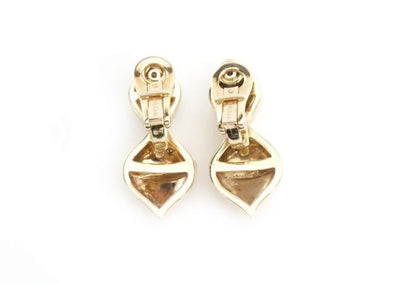 Vintage Bvlgari 18ct Yellow Gold and Diamond Clip On Earrings, Bulgari 18ct gold earrings with diamond accents, Circa 1990's