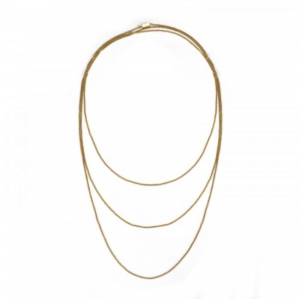 Vintage 18ct Yellow Gold Long Belcher Chain Necklace, with an engraved box clasp, 53 inches long, early 20th century