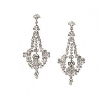 Diamond Chandelier Drop Earrings, 3.24 carats, set in Platinum