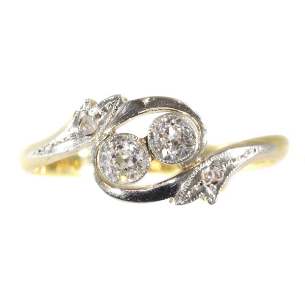 Antique Edwardian Diamond Cross Over Engagement Ring