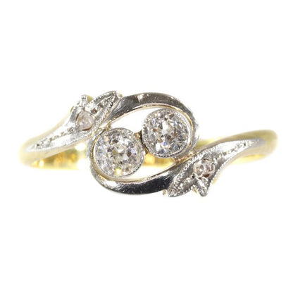 Antique Edwardian Diamond Cross Over Engagement Ring