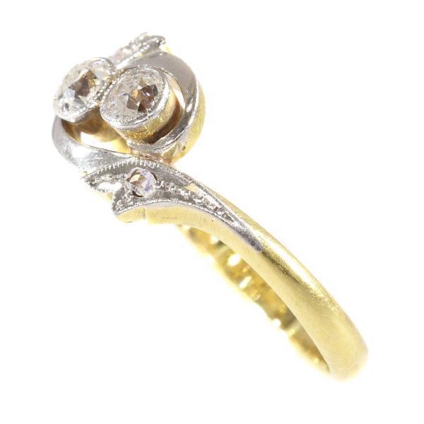 Antique Edwardian Diamond Cross Over Engagement Ring