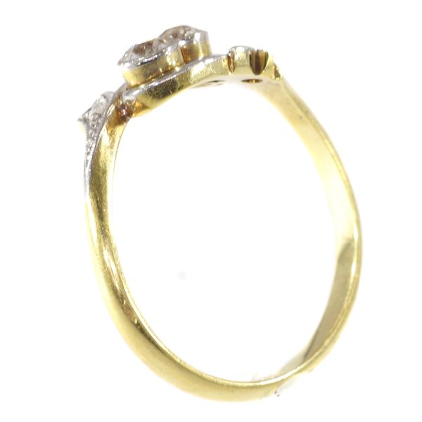 Antique Edwardian Diamond Cross Over Engagement Ring