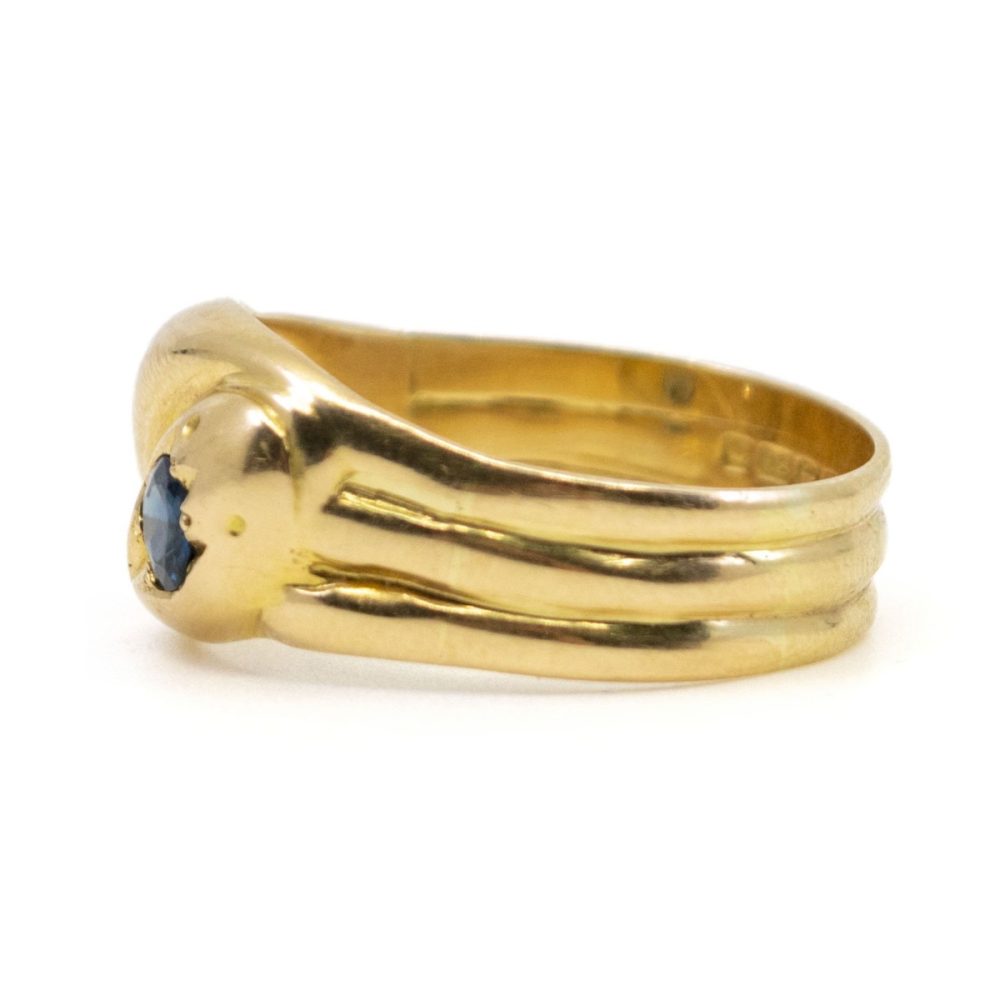 Antique Edwardian Sapphire and Diamond Set Snake Ring