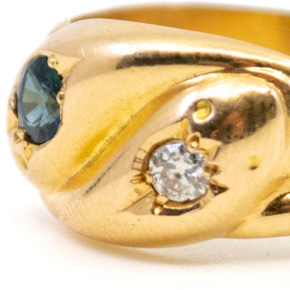 Antique Edwardian Sapphire and Diamond Set Snake Ring