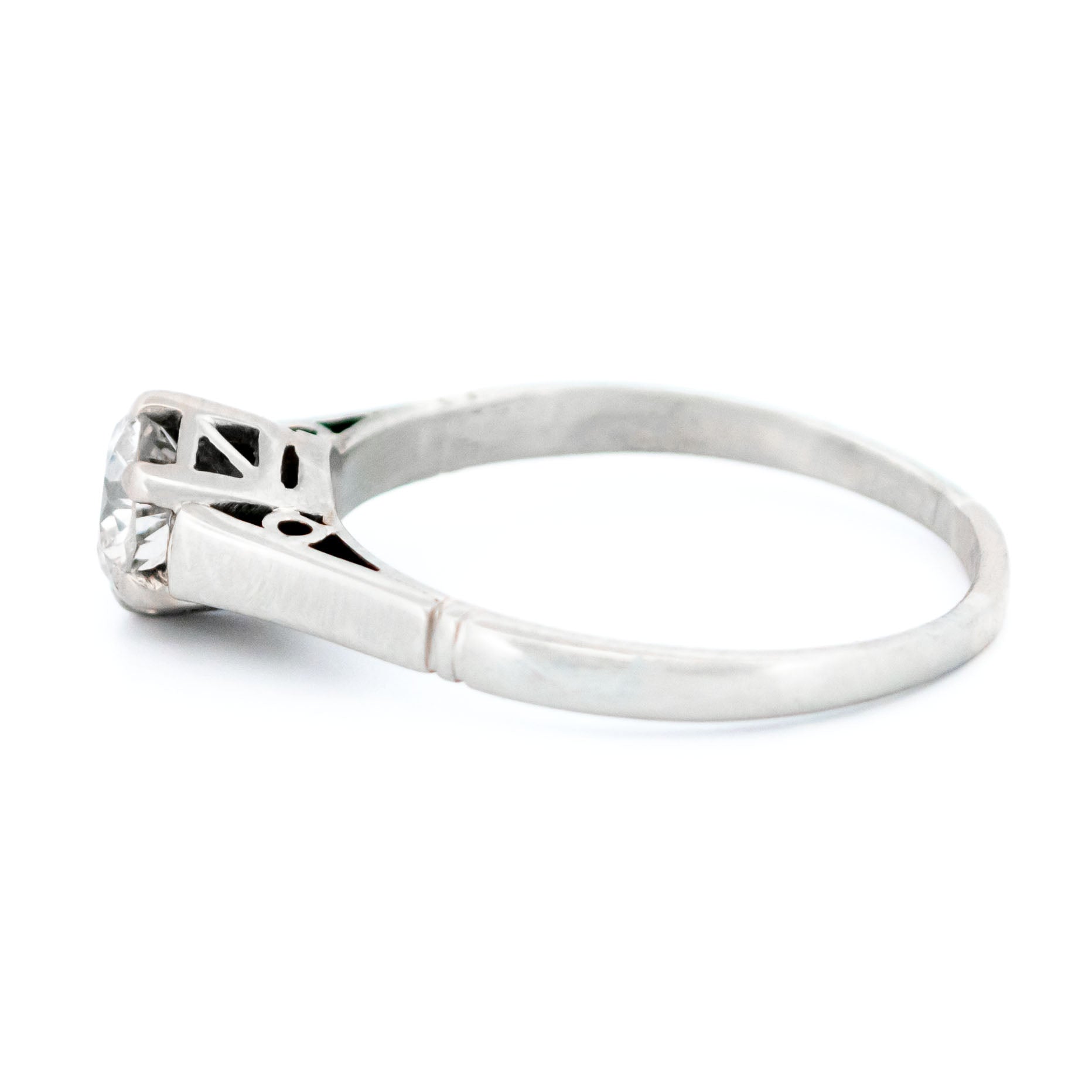 Vintage 18 Carat White Gold Old European Cut Diamond Solitaire Ring, 0.51 Carat
