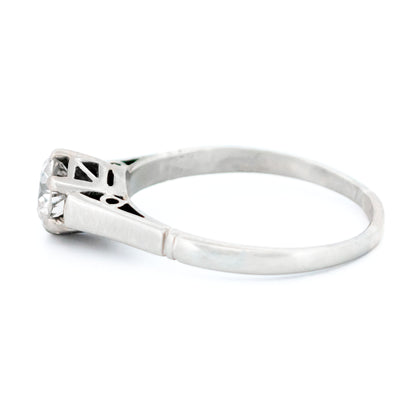 Vintage 18 Carat White Gold Old European Cut Diamond Solitaire Ring, 0.51 Carat