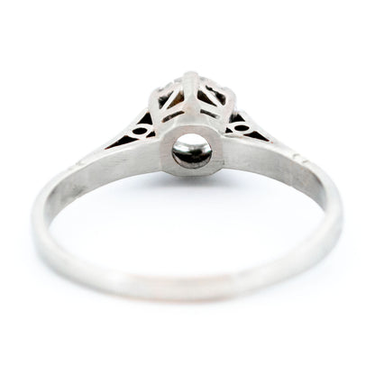 Vintage 18 Carat White Gold Old European Cut Diamond Solitaire Ring, 0.51 Carat