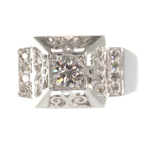 Unusual Vintage Fifties Platinum Diamond Engagement Ring