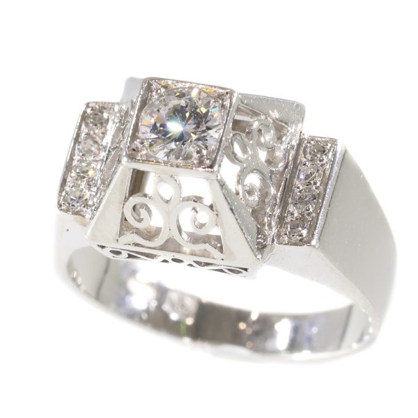 Unusual Vintage Fifties Platinum Diamond Engagement Ring