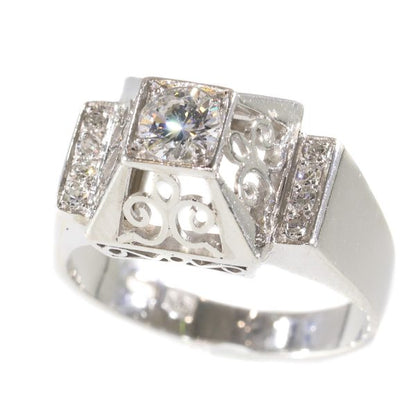 Unusual Vintage Fifties Platinum Diamond Engagement Ring