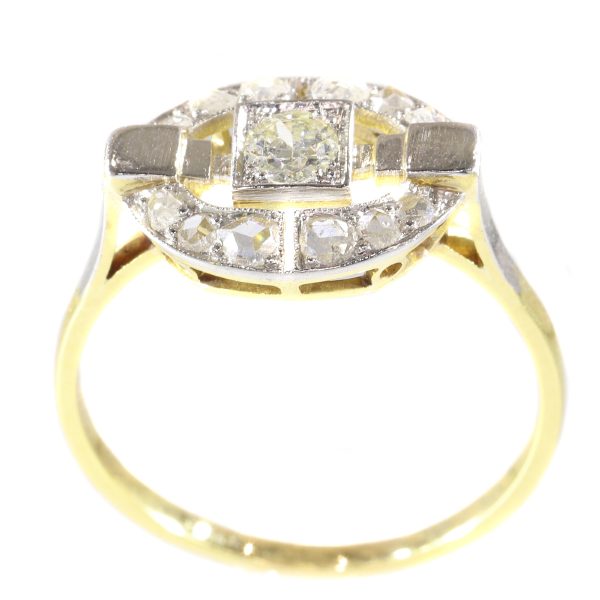 Antique Art Deco Diamond Ring in Two Tone Gold