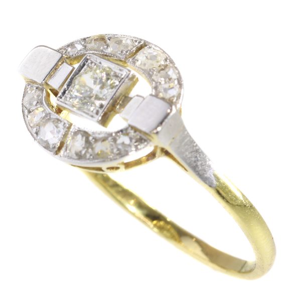 Antique Art Deco Diamond Ring in Two Tone Gold