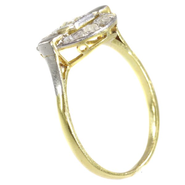 Antique Art Deco Diamond Ring in Two Tone Gold
