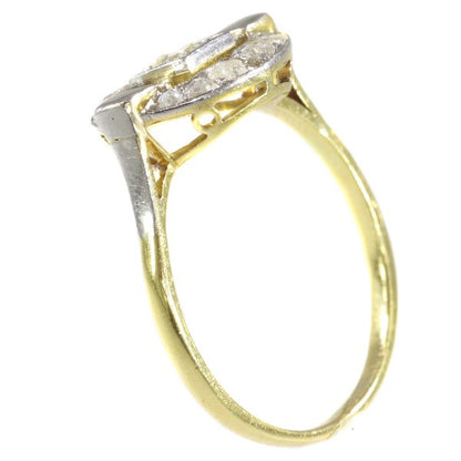 Antique Art Deco Diamond Ring in Two Tone Gold