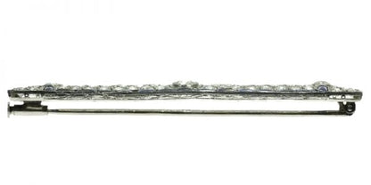 Antique Art Deco Cabochon Cut Sapphire and Diamond Bar Brooch, Platinum