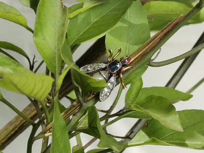 Vintage Gold Gem Set Fly Bar Brooch, 18ct Gold and Silver