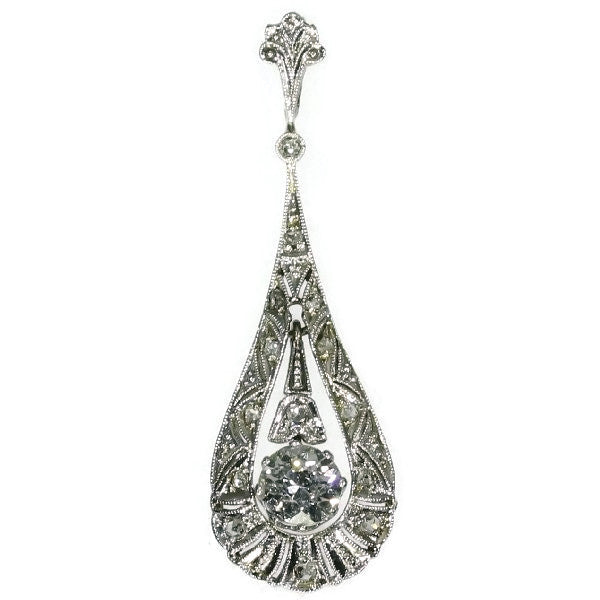 Antique Edwardian Old European Cut Diamond Drop Pendant
