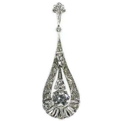 Antique Edwardian Old European Cut Diamond Drop Pendant