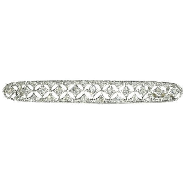 Antique Belle Époque Dutch Diamond Bar Brooch, Platinum
