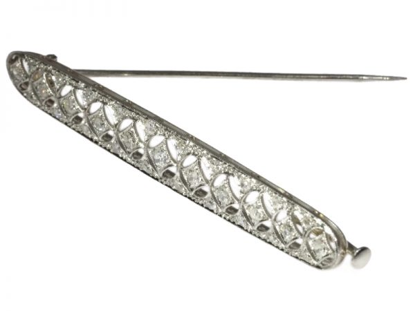 Antique Belle Époque Dutch Diamond Bar Brooch, Platinum