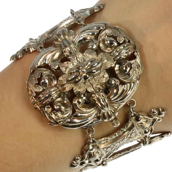 Antique Early Victorian French Silver Bracelet